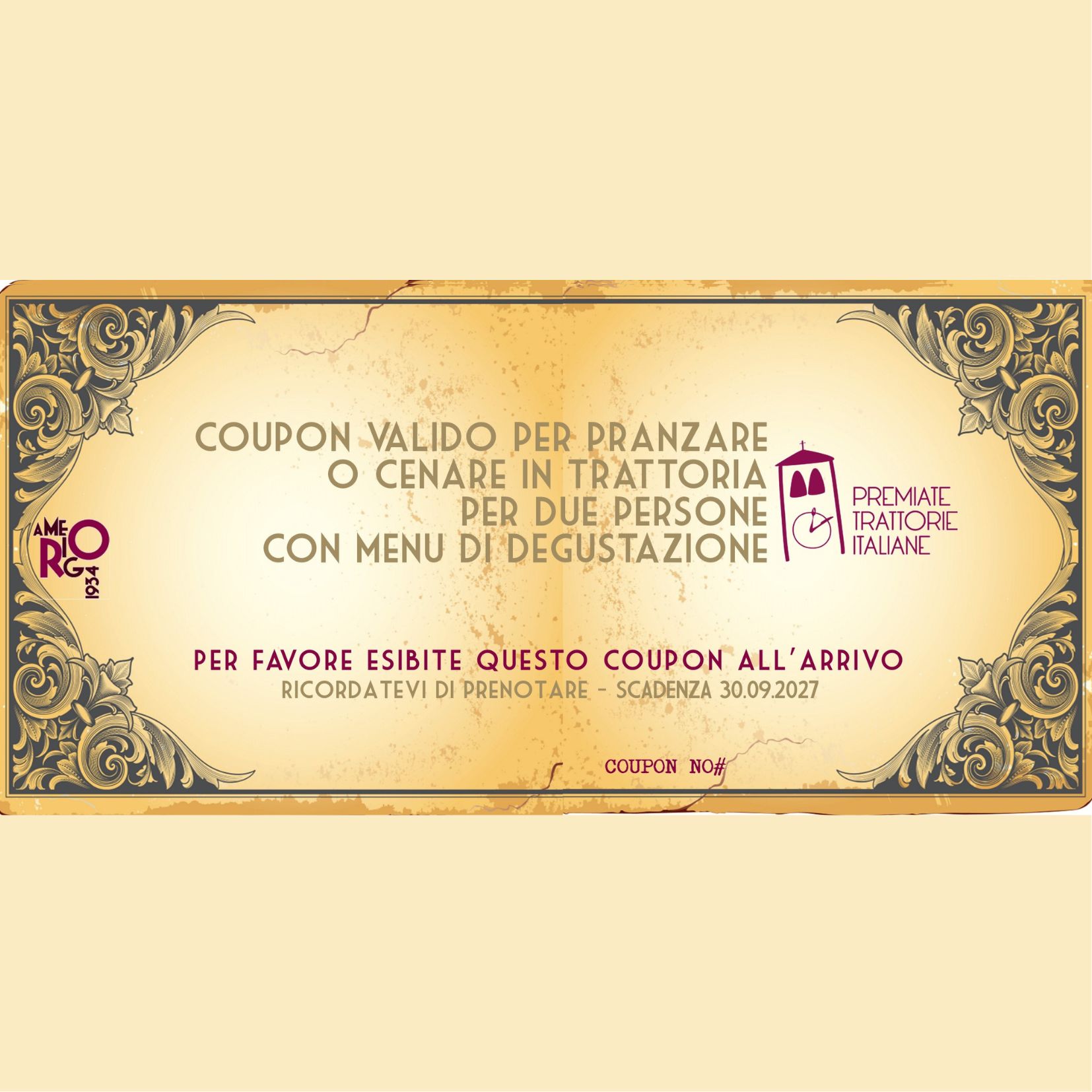 Premiate trattorie italiane - Menù degustazione vini esclusi
