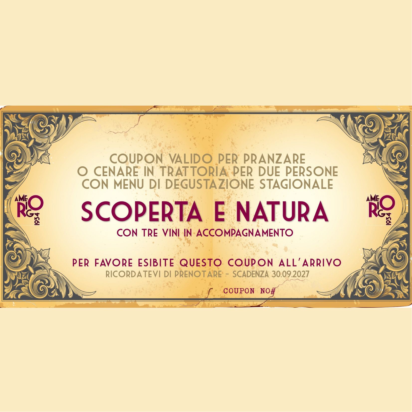 Scoperta e natura - Menù con degustazione vini